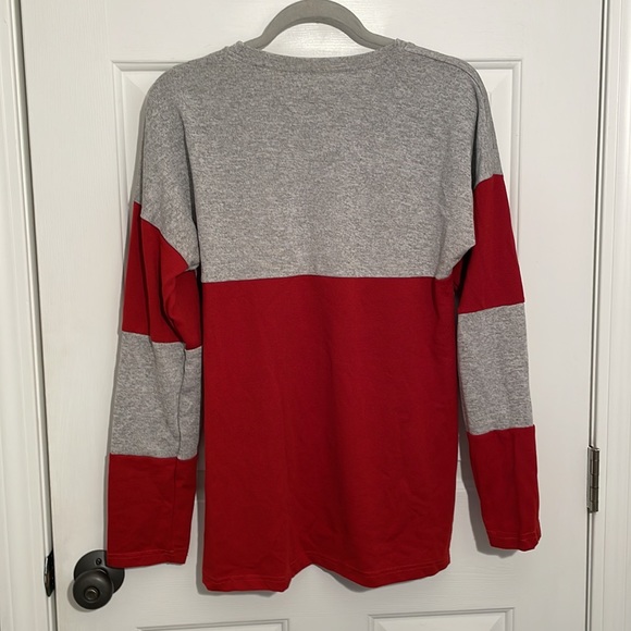 Shein Red and Gray Color Block Long-sleeved Shirt - Picture 3 of 5